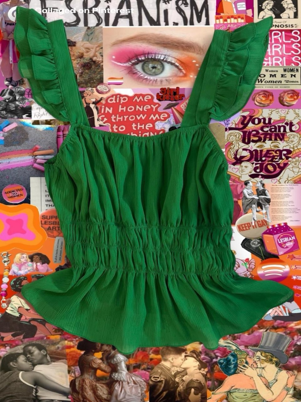 Jealous Tomato Emerald Green Ruffled Strap Top